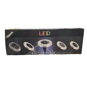 12-pack Solar In Ground Lights Outdoor Disk LED Lawn Pathway Garden Multicolor